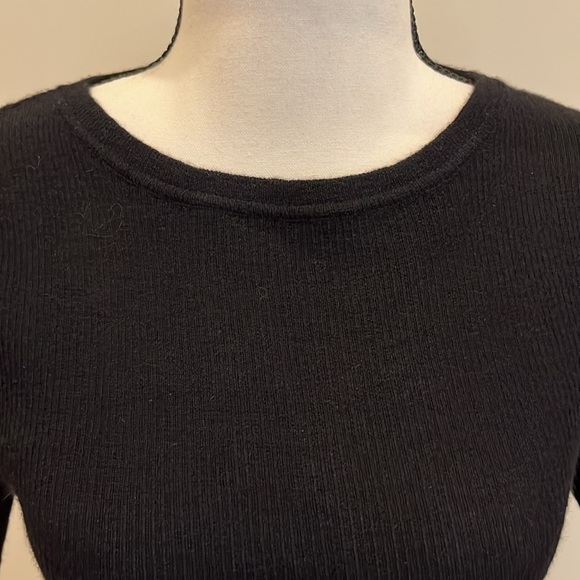 Marc Jacobs Black Cashmere Short Sleeve Crew Neck Ribbed Sweater Top Small XS - Picture 6 of 12